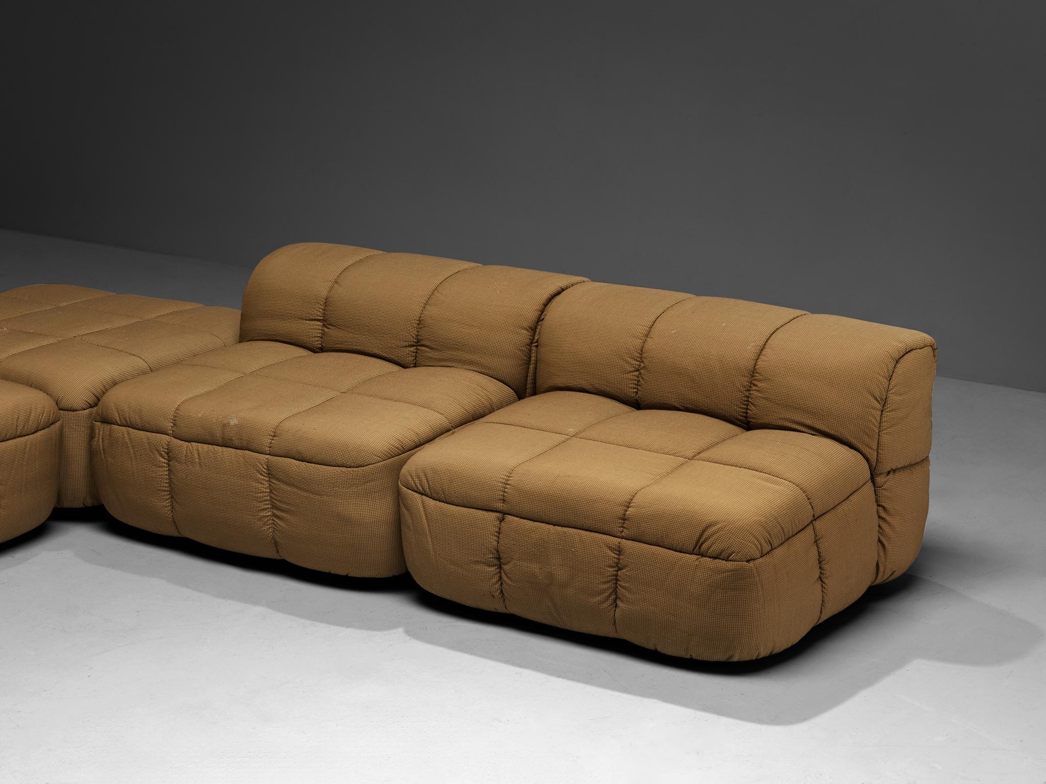 Cini Boeri for Arflex Modular Strips Sofa with Ottomans in Beige Upholstery 3