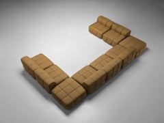 Cini Boeri para Arflex Sofá Modular Tiras con Otomanos en Tapicería Beige