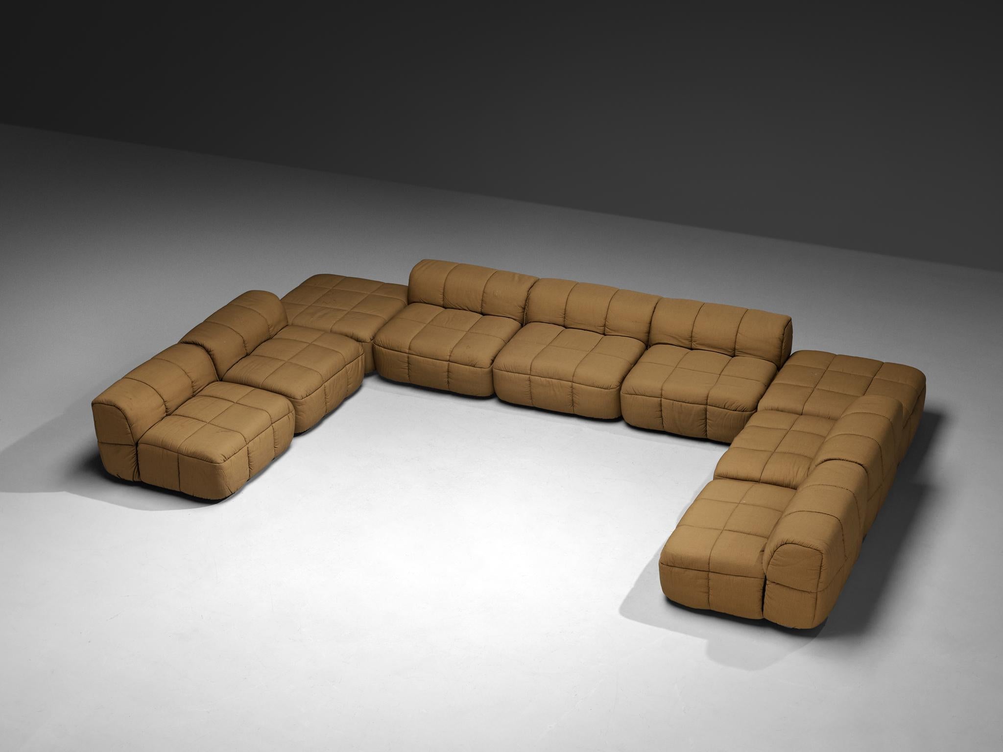 Mid-Century Modern Cini Boeri for Arflex Modular Strips Sofa with Ottomans in Beige Upholstery