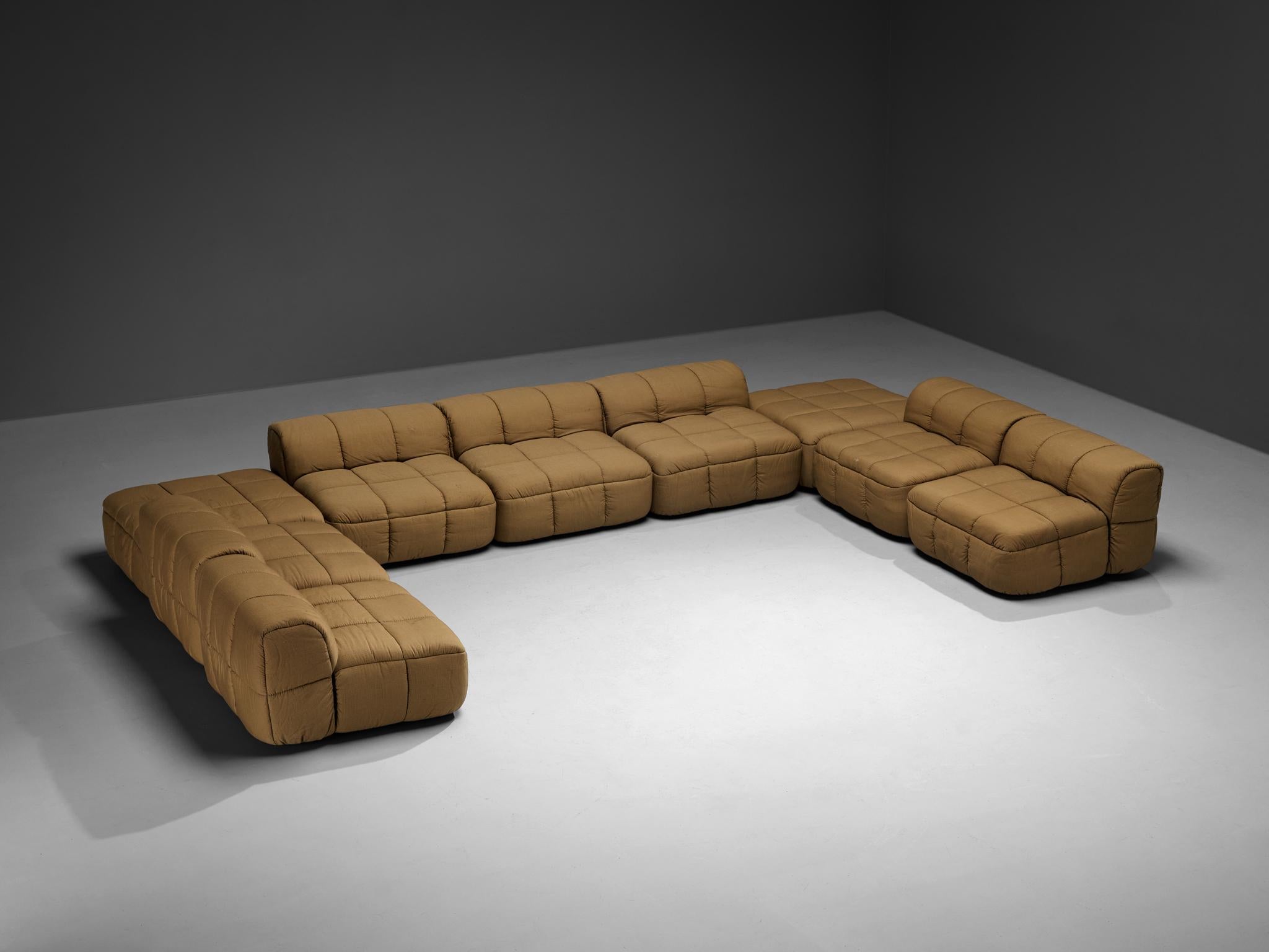 Cini Boeri for Arflex Modular Strips Sofa with Ottomans in Beige Upholstery In Good Condition In Waalwijk, NL