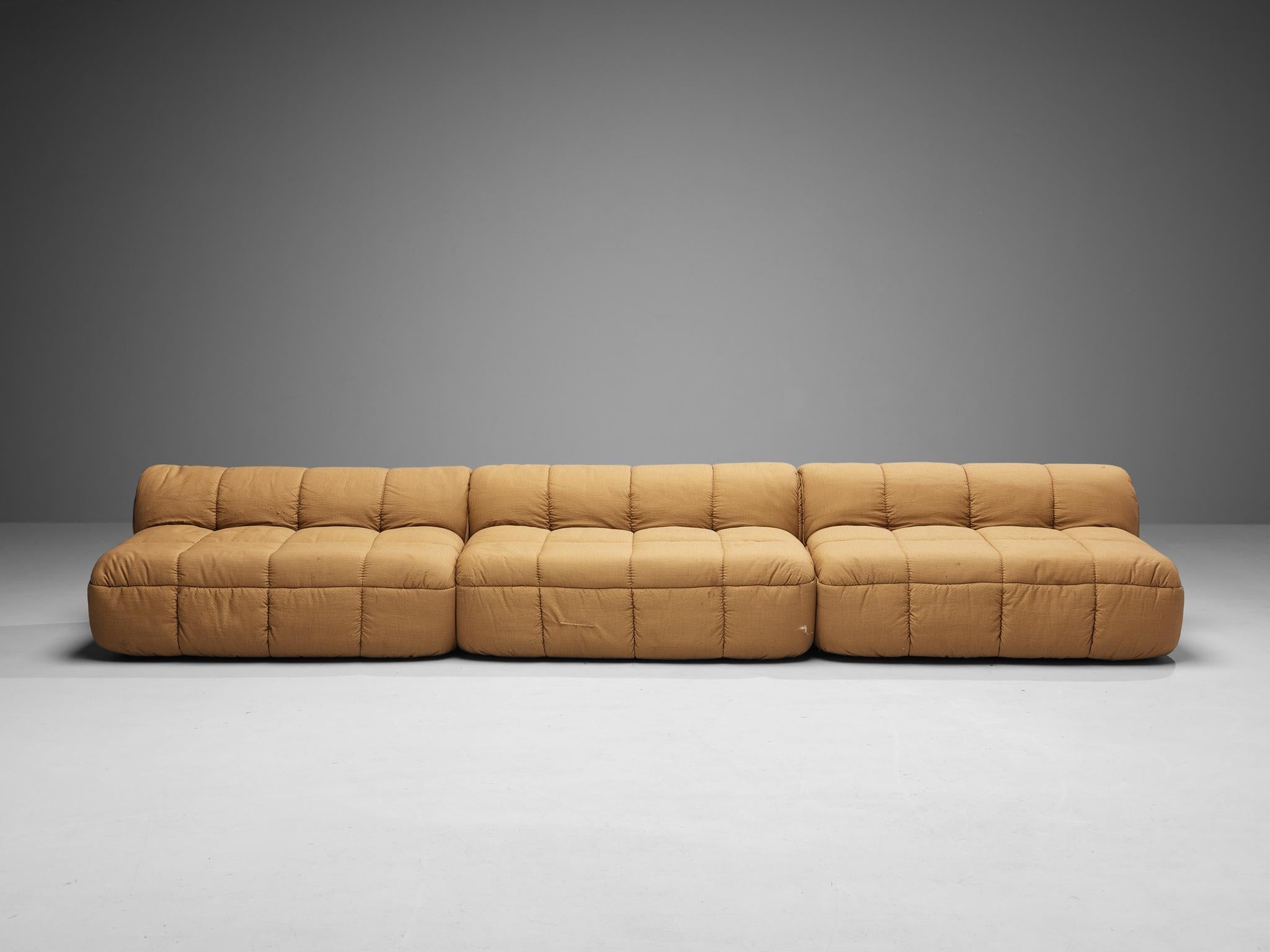 Cini Boeri for Arflex Modular 'Strips' Three Elements Sofa with Ottoman In Good Condition In Waalwijk, NL