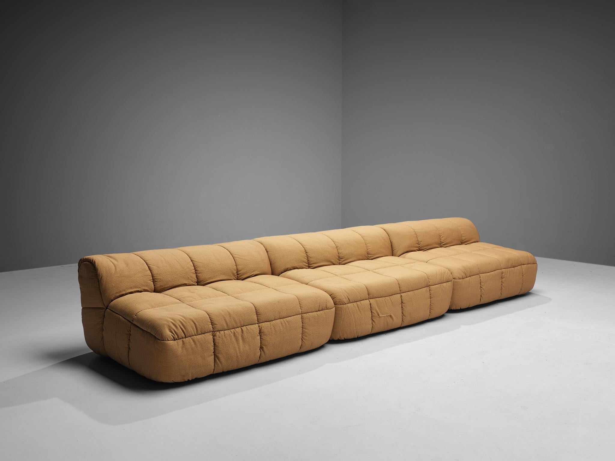 Italian Cini Boeri for Arflex Modular 'Strips' Three Elements Sofa with Ottoman