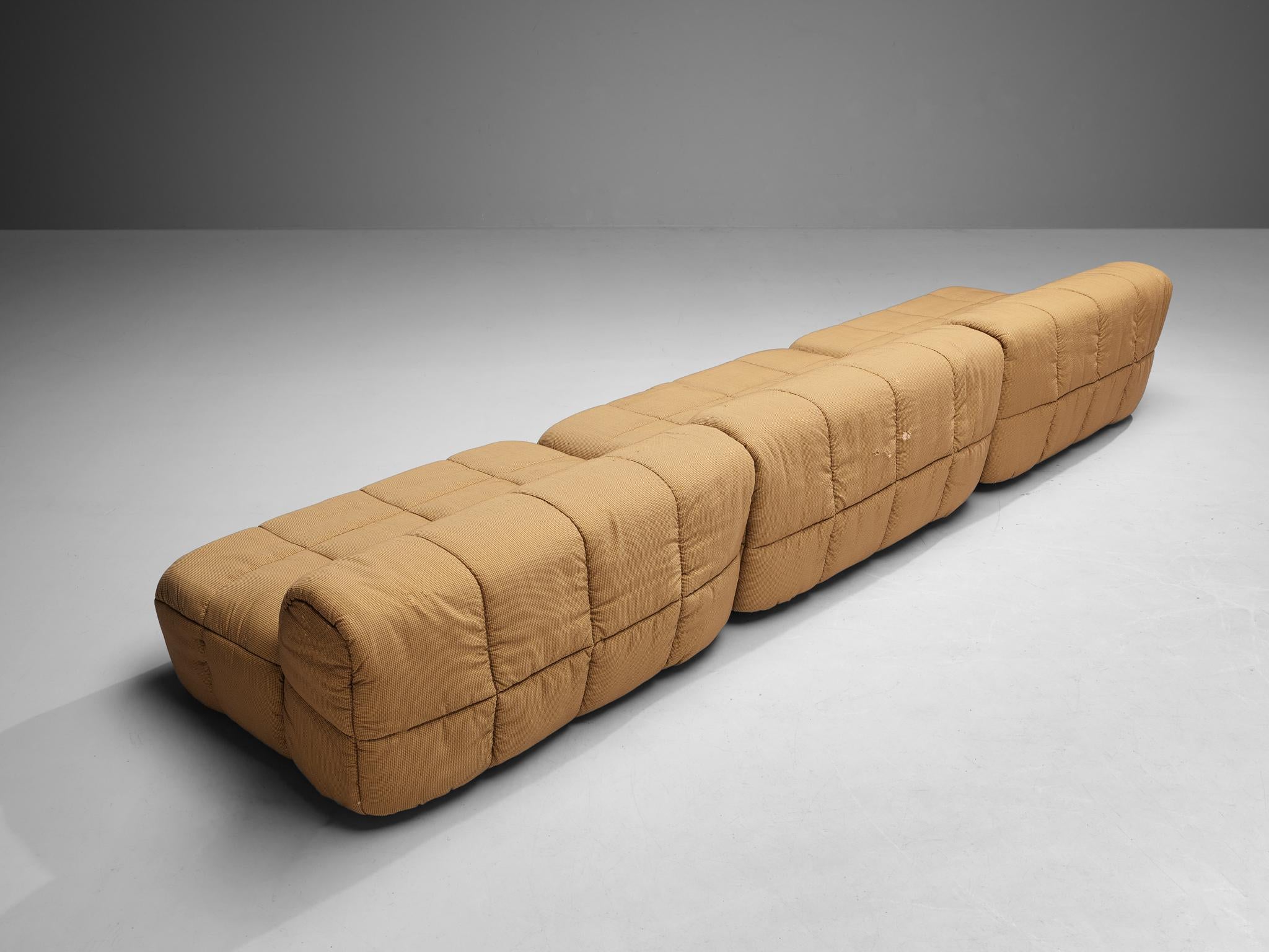 Fabric Cini Boeri for Arflex Modular 'Strips' Three Elements Sofa with Ottoman For Sale