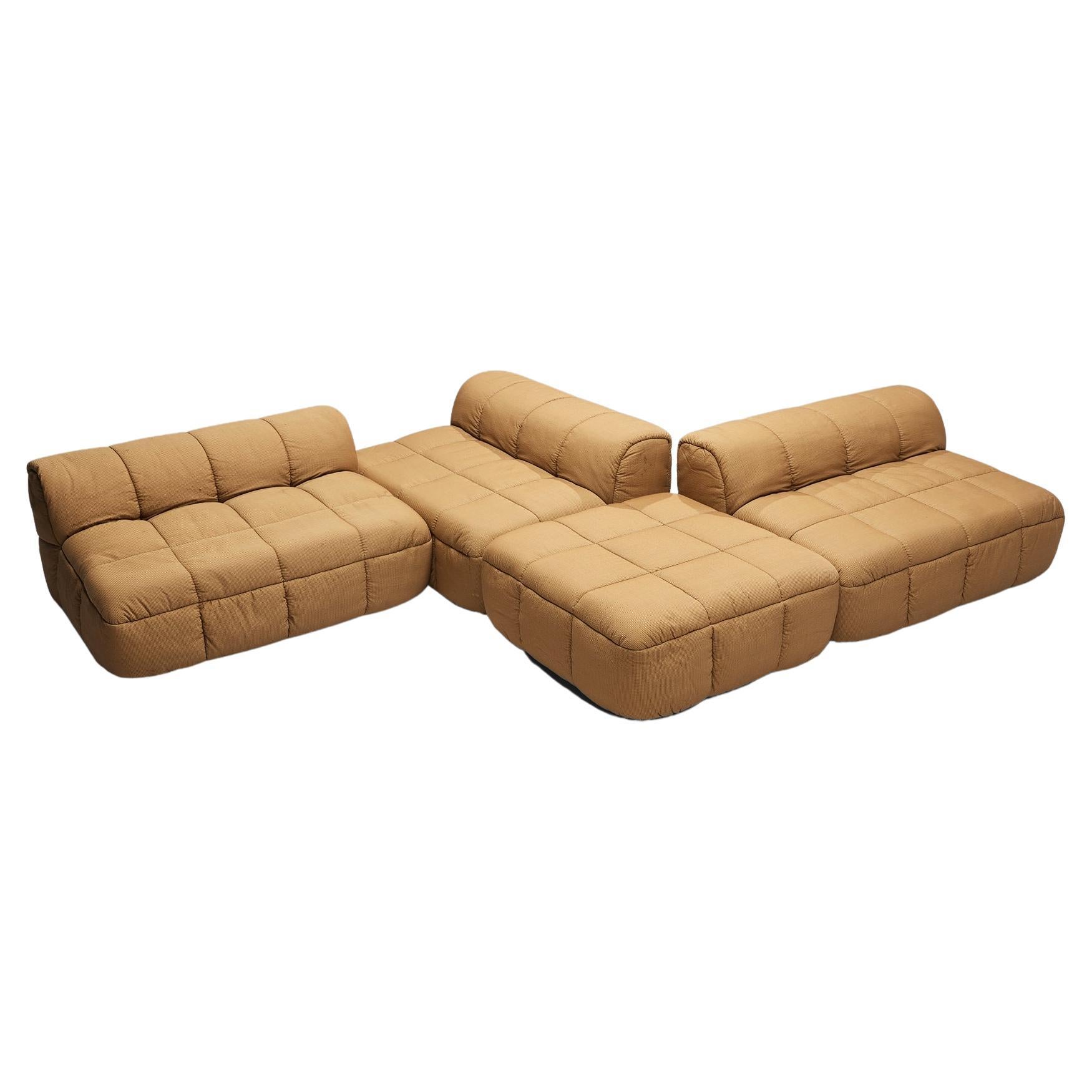 Cini Boeri for Arflex Modular 'Strips' Three Elements Sofa with Ottoman For Sale