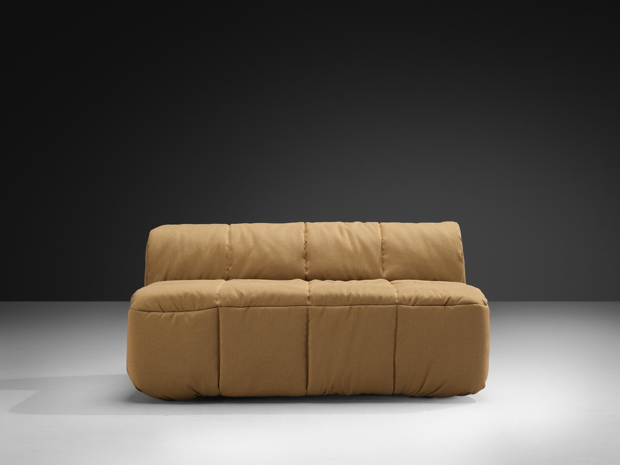 Italian Cini Boeri for Arflex 'Strips' Two-Seater Element in Beige Fabric For Sale