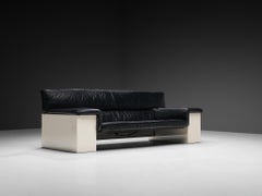 Cini Boeri for Knoll 'Brigadier' Three Seater Sofa in Black Leather
