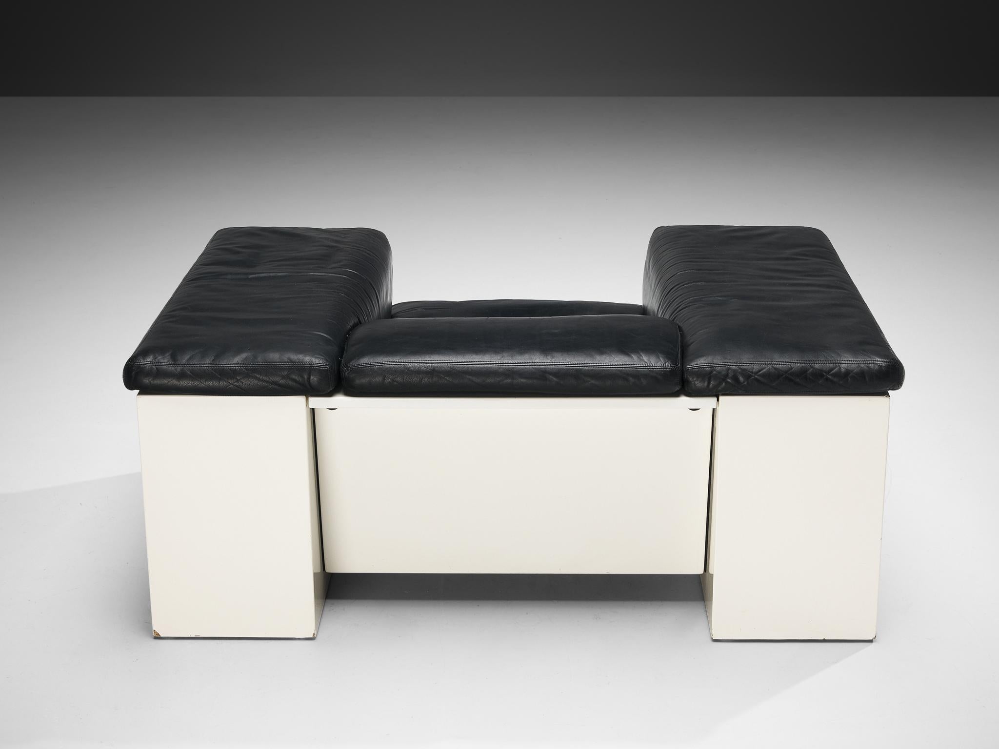 Late 20th Century Cini Boeri for Knoll 'Brigadiere' Chair in Black Leather For Sale