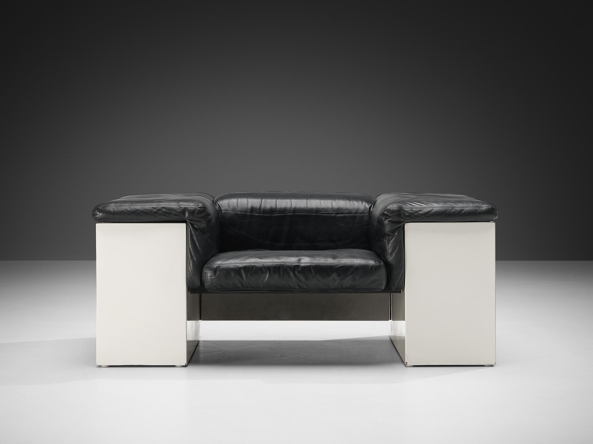 Cini Boeri for Knoll 'Brigadiere' Chair in Black Leather For Sale 1