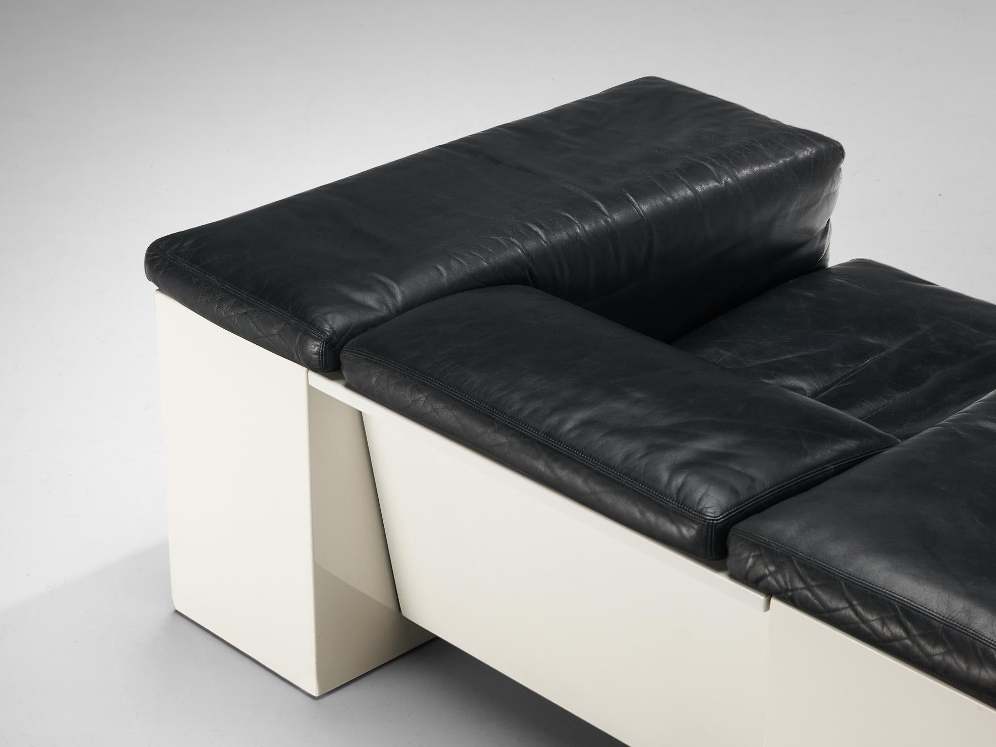 Cini Boeri for Knoll 'Brigadiere' Chairs in Black Leather For Sale 2