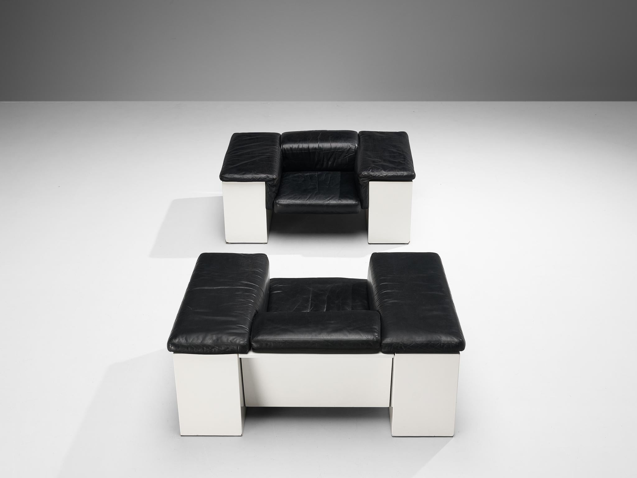 Cini Boeri for Knoll 'Brigadiere' Chairs in Black Leather For Sale 3