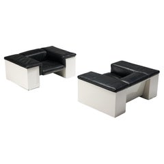 Cini Boeri für Knoll: Stühle „Brigadiere“ aus schwarzem Leder