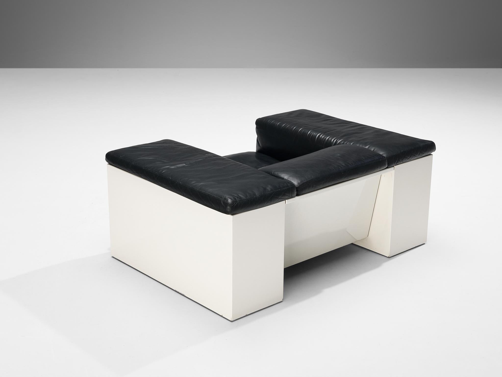 Cini Boeri for Knoll 'Brigadiere' Living Room Set in Black Leather 6