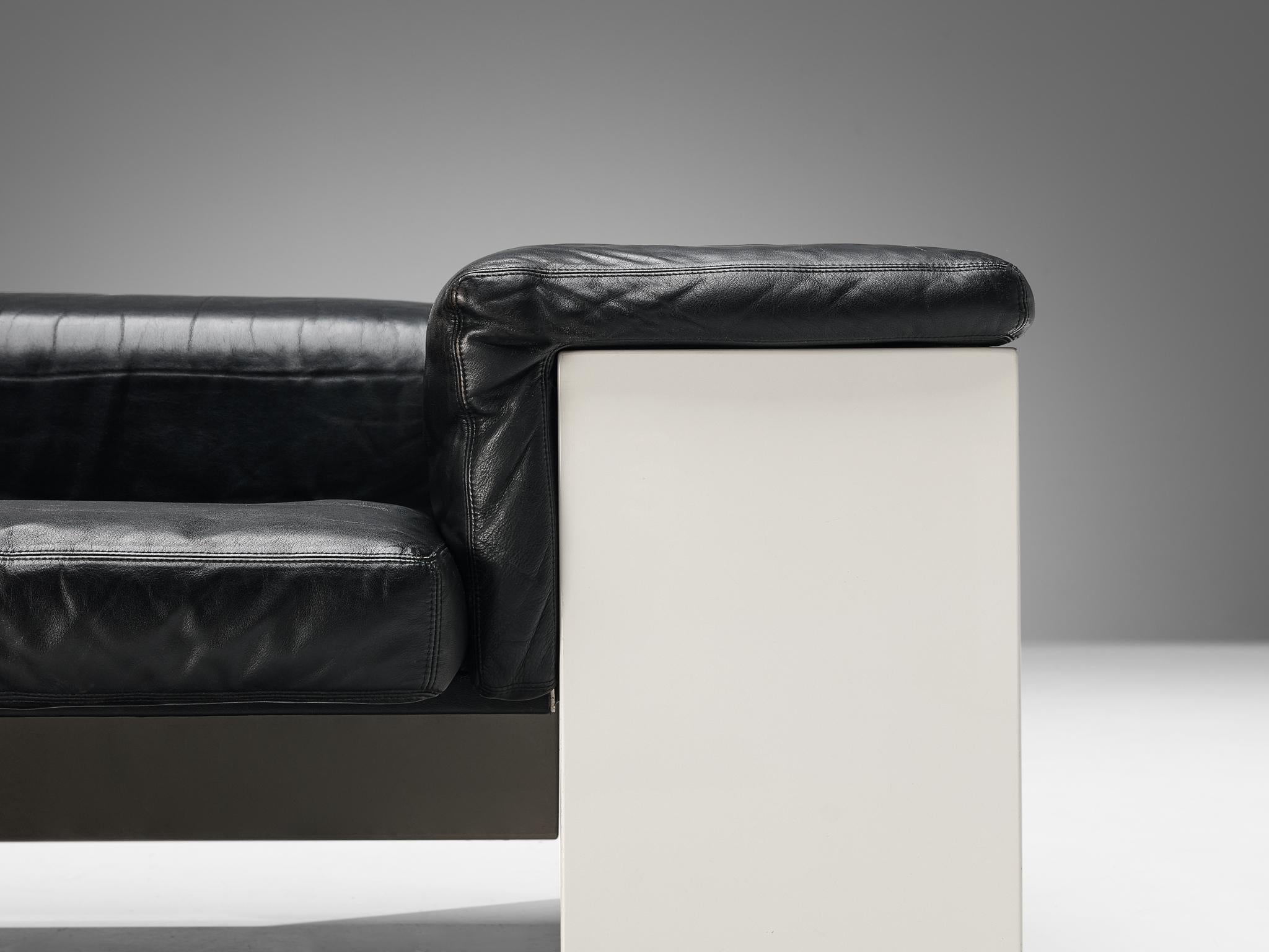 Italian Cini Boeri for Knoll 'Brigadiere' Living Room Set in Black Leather  For Sale