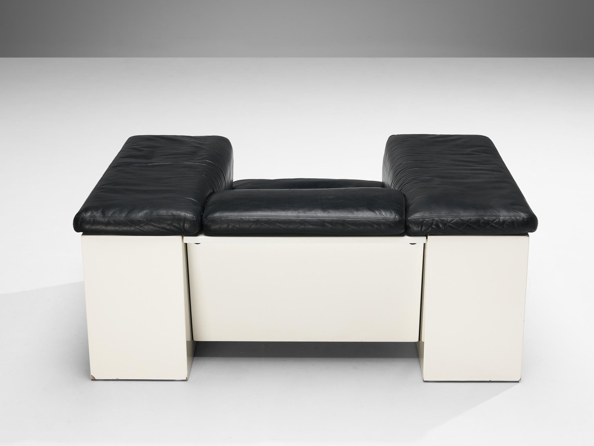 Cini Boeri for Knoll 'Brigadiere' Living Room Set in Black Leather  For Sale 1