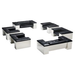 Cini Boeri for Knoll 'Brigadiere' Living Room Set in Black Leather 