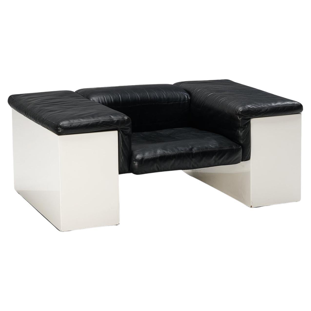 Cini Boeri for Knoll 'Brigadiere' Lounge Chair in Black Leather en vente
