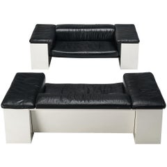 Cini Boeri für Knoll: Sofas „Brigadiere“ aus schwarzem Leder