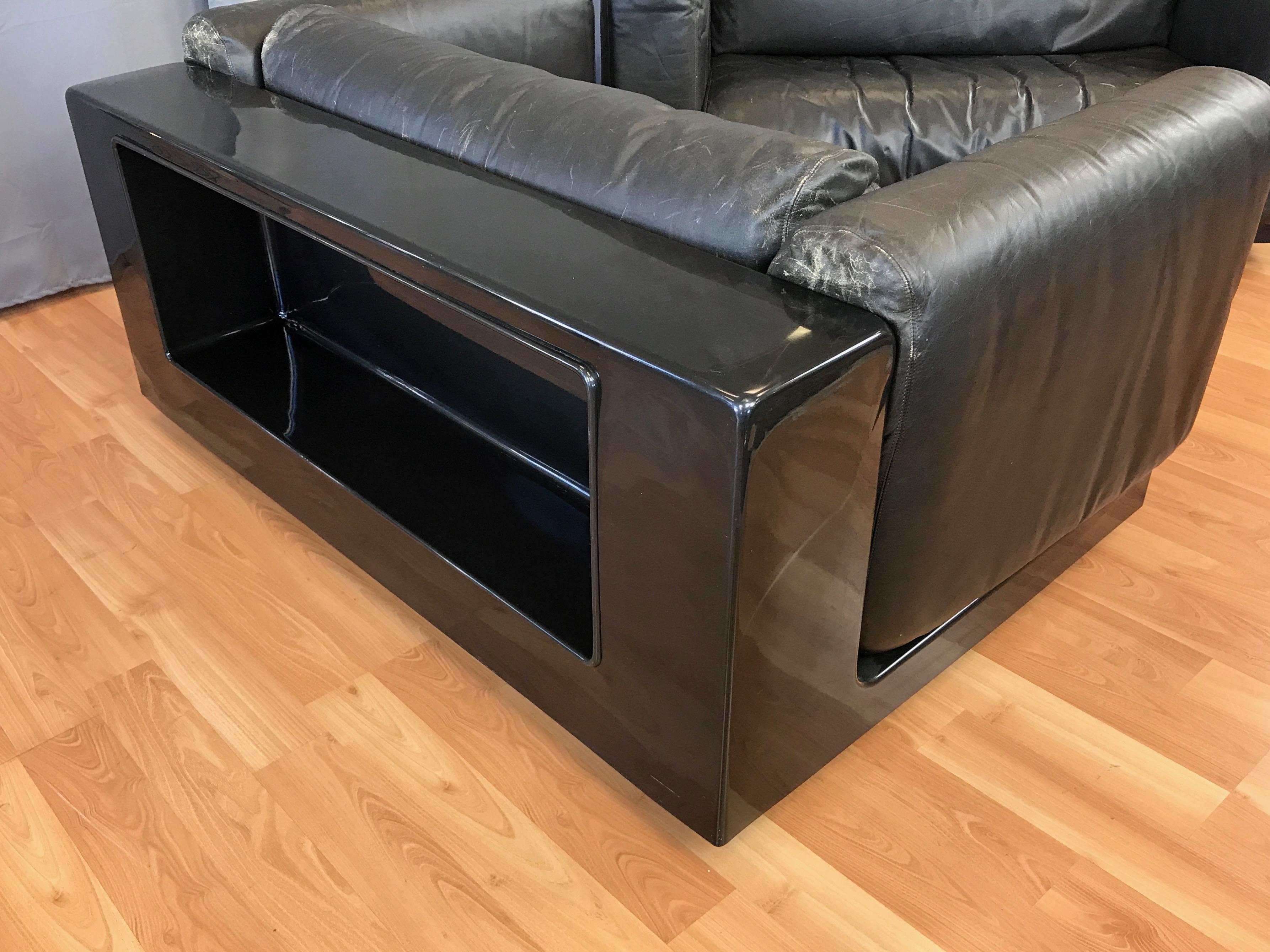 Cini Boeri for Knoll Gradual Black Leather Sofas, a Pair 3
