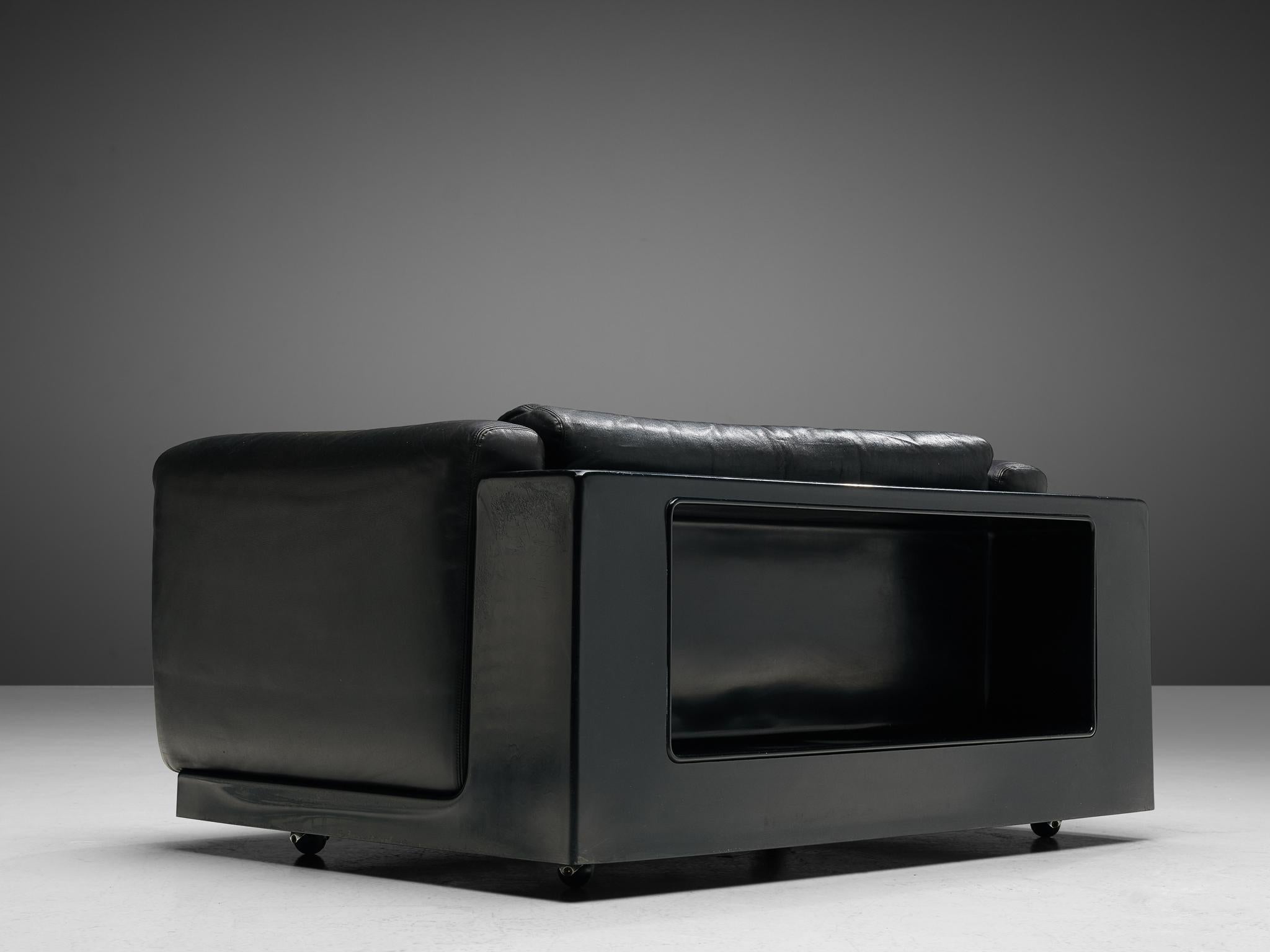 Cini Boeri for Knoll Pair of Love Seats in Black Leather 3