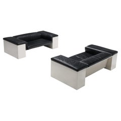 Cini Boeri for Knoll Pair of Sofa's in Black Leather