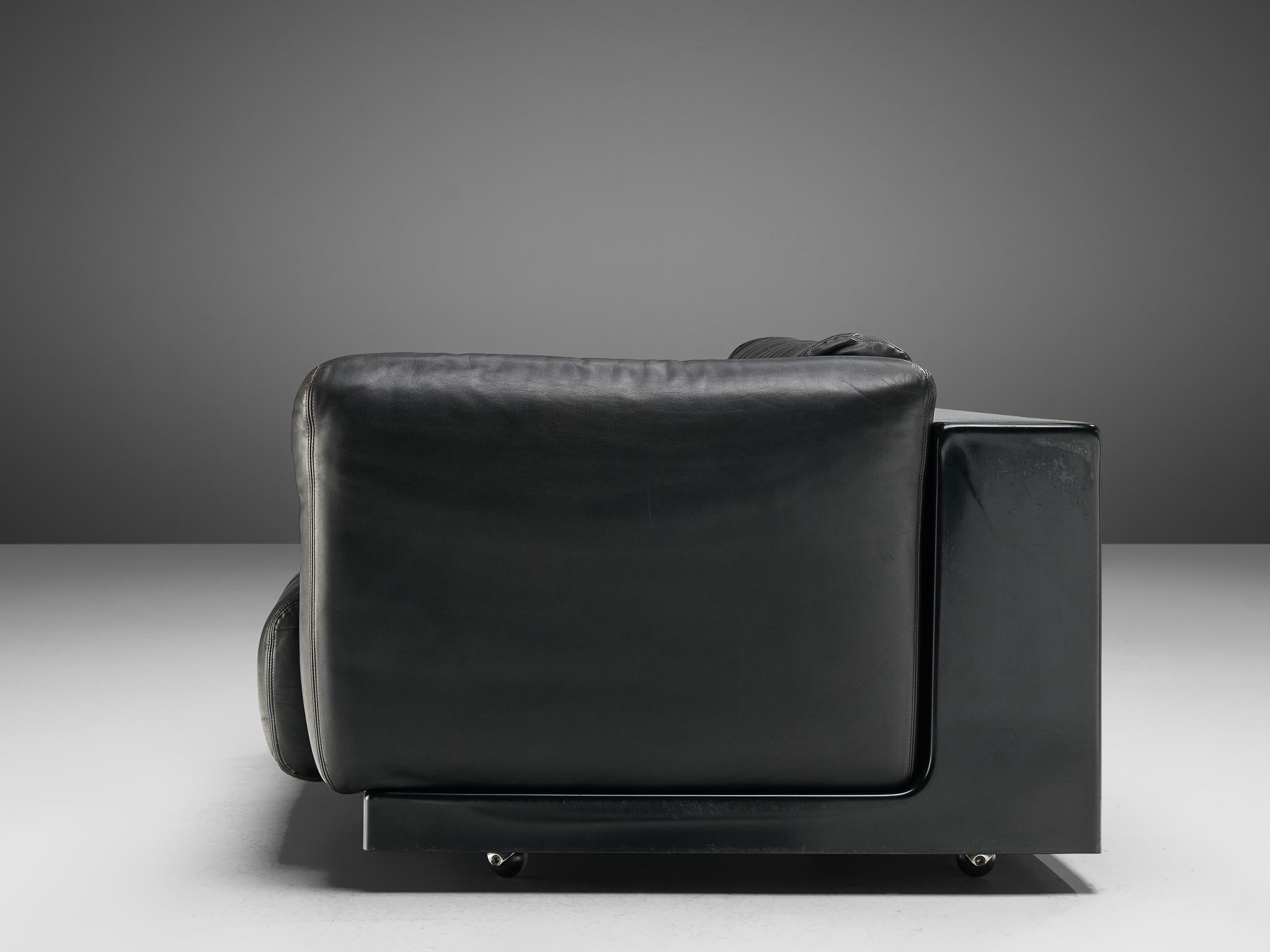 Italian Cini Boeri for Knoll Pair Seat in Black Leather