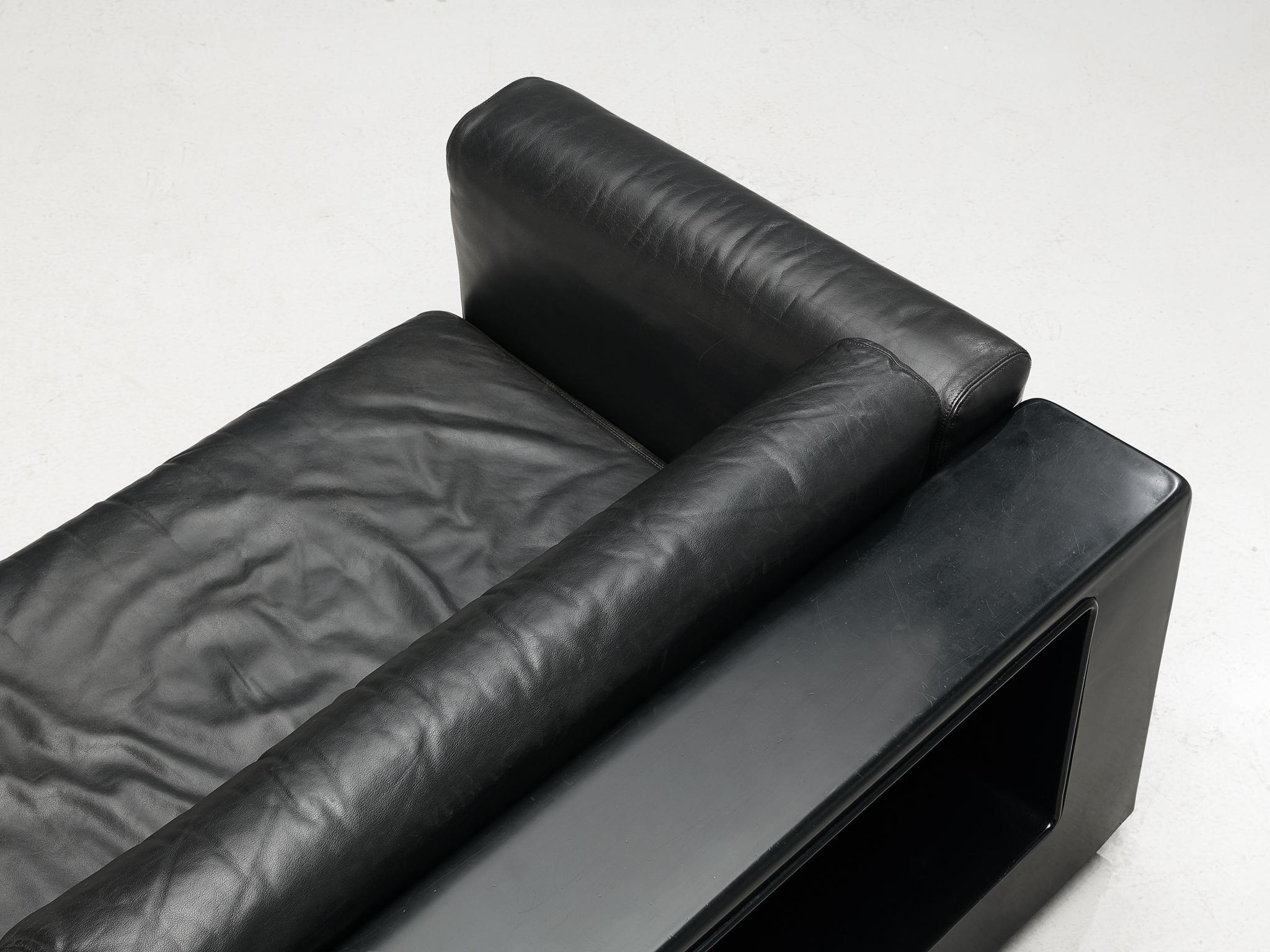 Late 20th Century Cini Boeri for Knoll Pair Seat in Black Leather For Sale