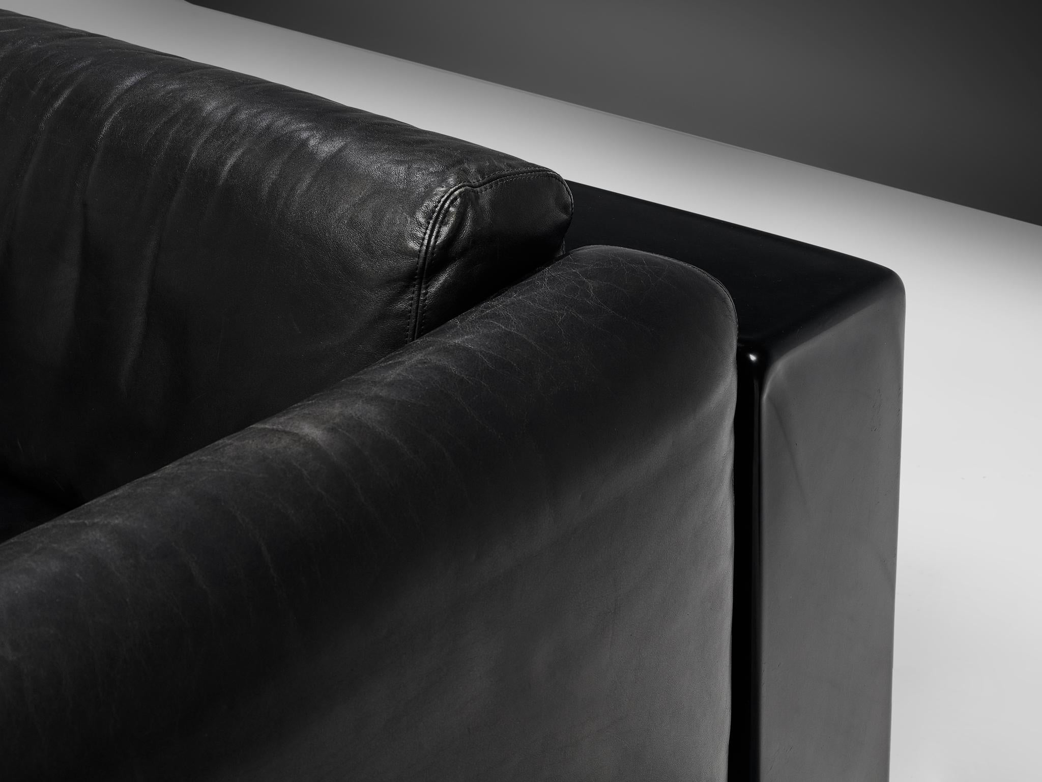 Mid-Century Modern Cini Boeri for Knoll Sofa ‘Gradual’ in Black Leather