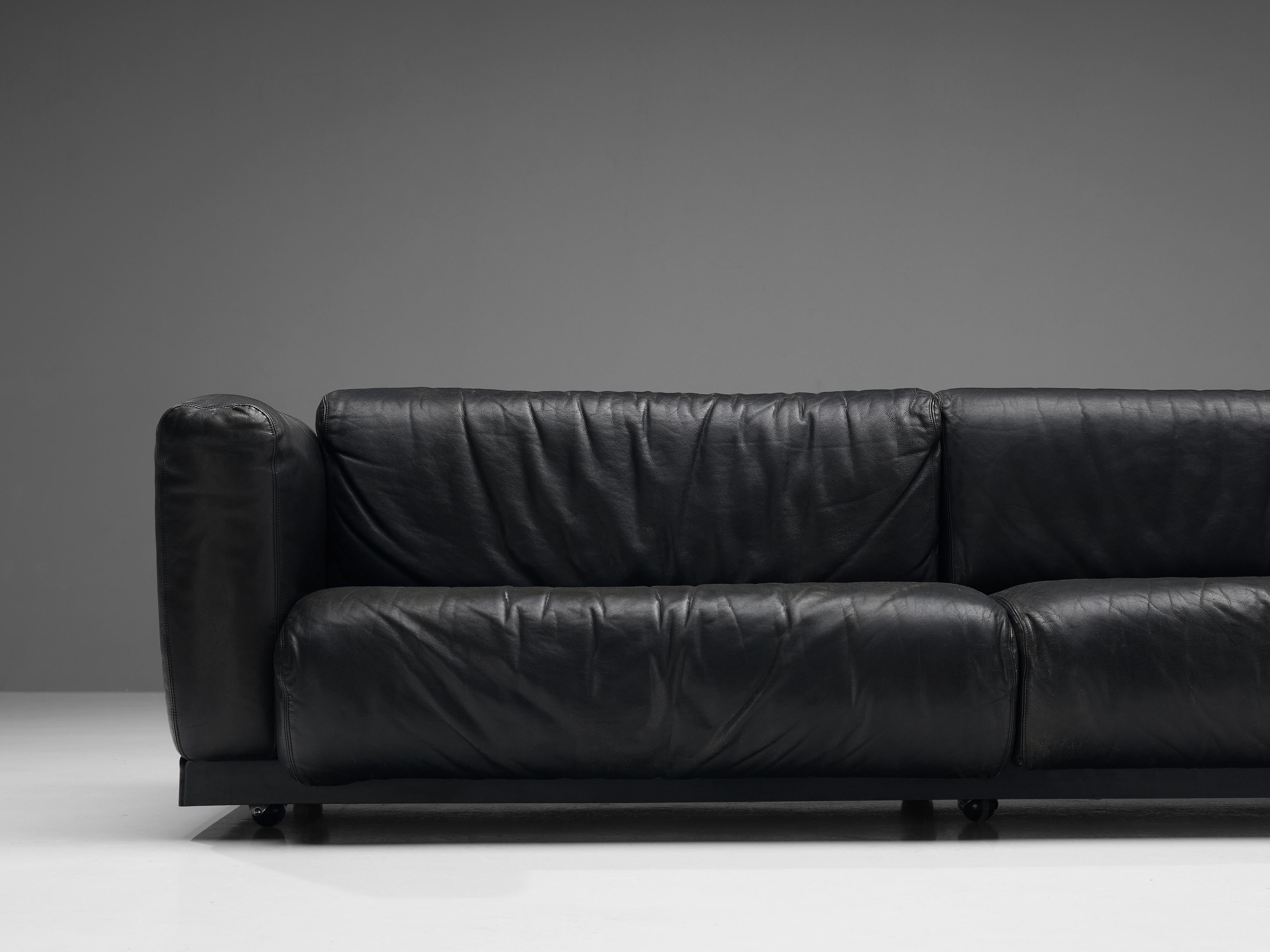 Italian Cini Boeri for Knoll Sofa ‘Gradual’ in Black Leather  For Sale
