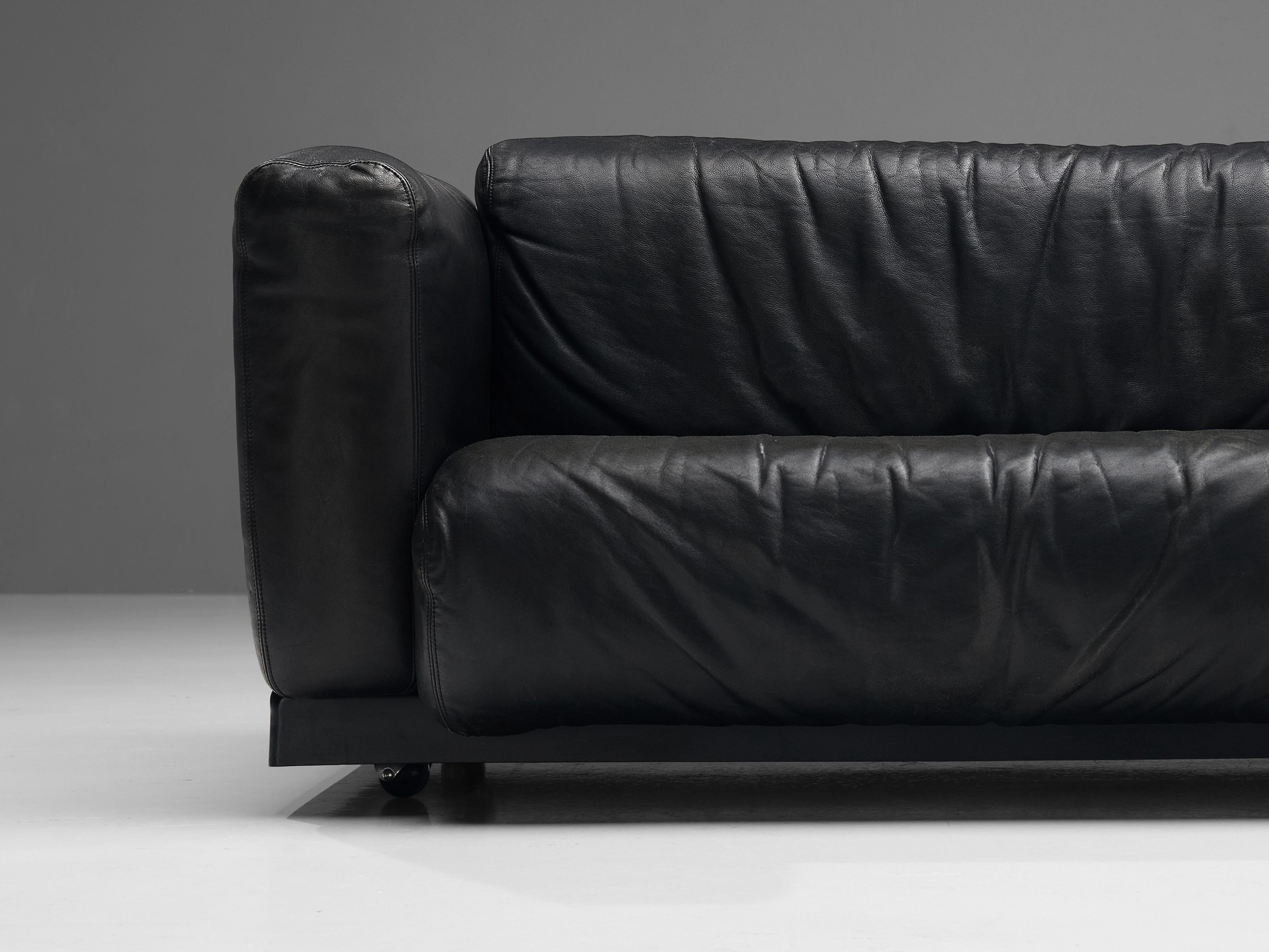Italian Cini Boeri for Knoll Sofa ‘Gradual’ in Black Leather