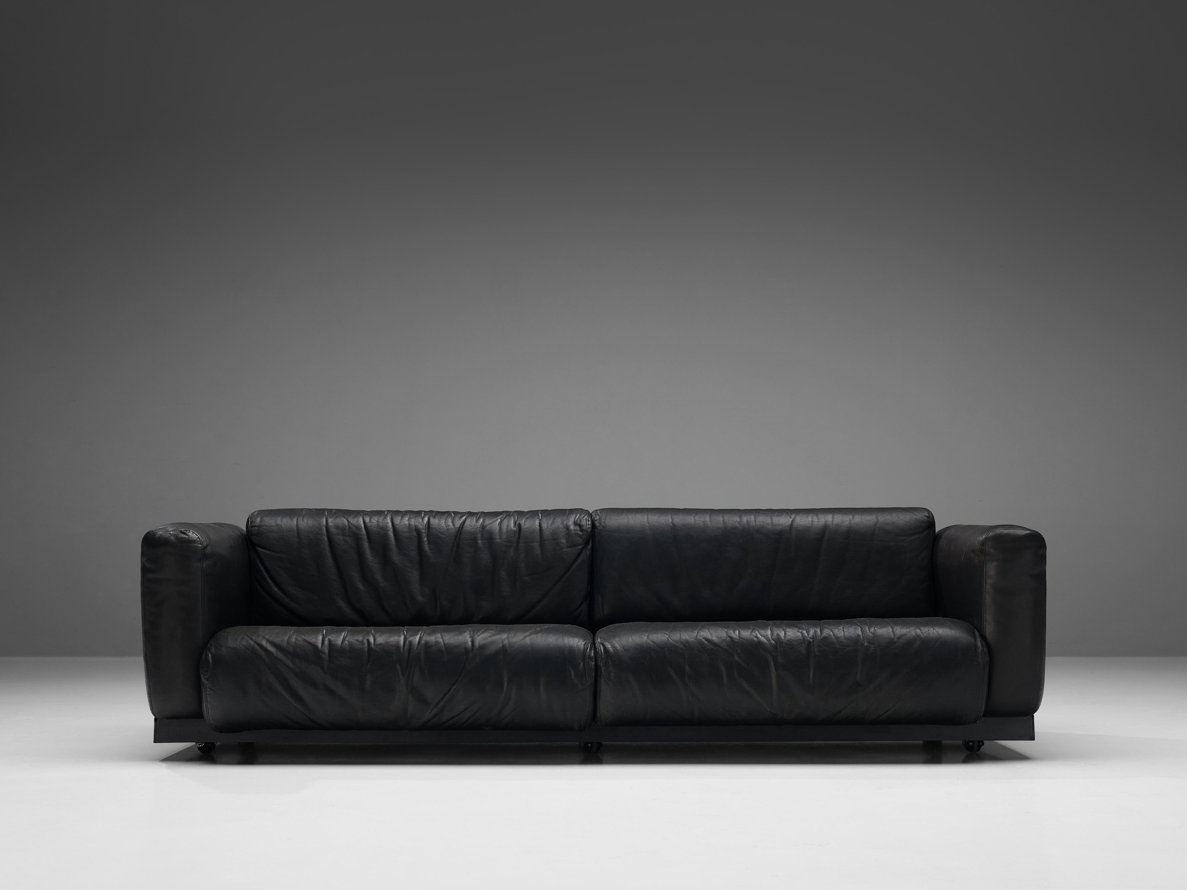Late 20th Century Cini Boeri for Knoll Sofa ‘Gradual’ in Black Leather  For Sale