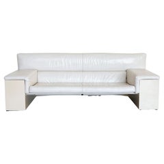 Cini Boeri for Knoll Three Seater Sofa 'Brigadier' in White Leather, 1970s