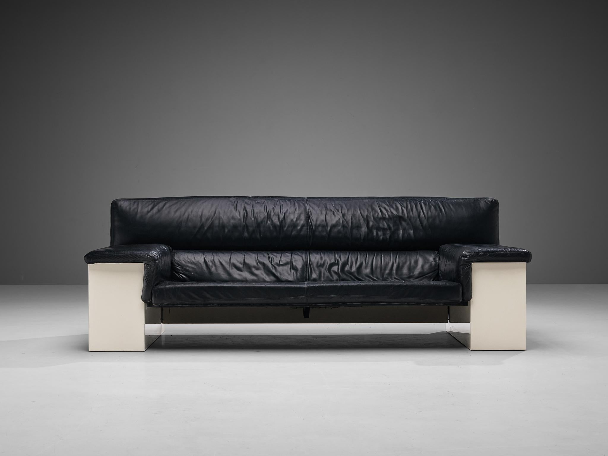Cini Boeri für Knoll Dreisitzer-Sofa aus schwarzem Leder (Italienisch) im Angebot