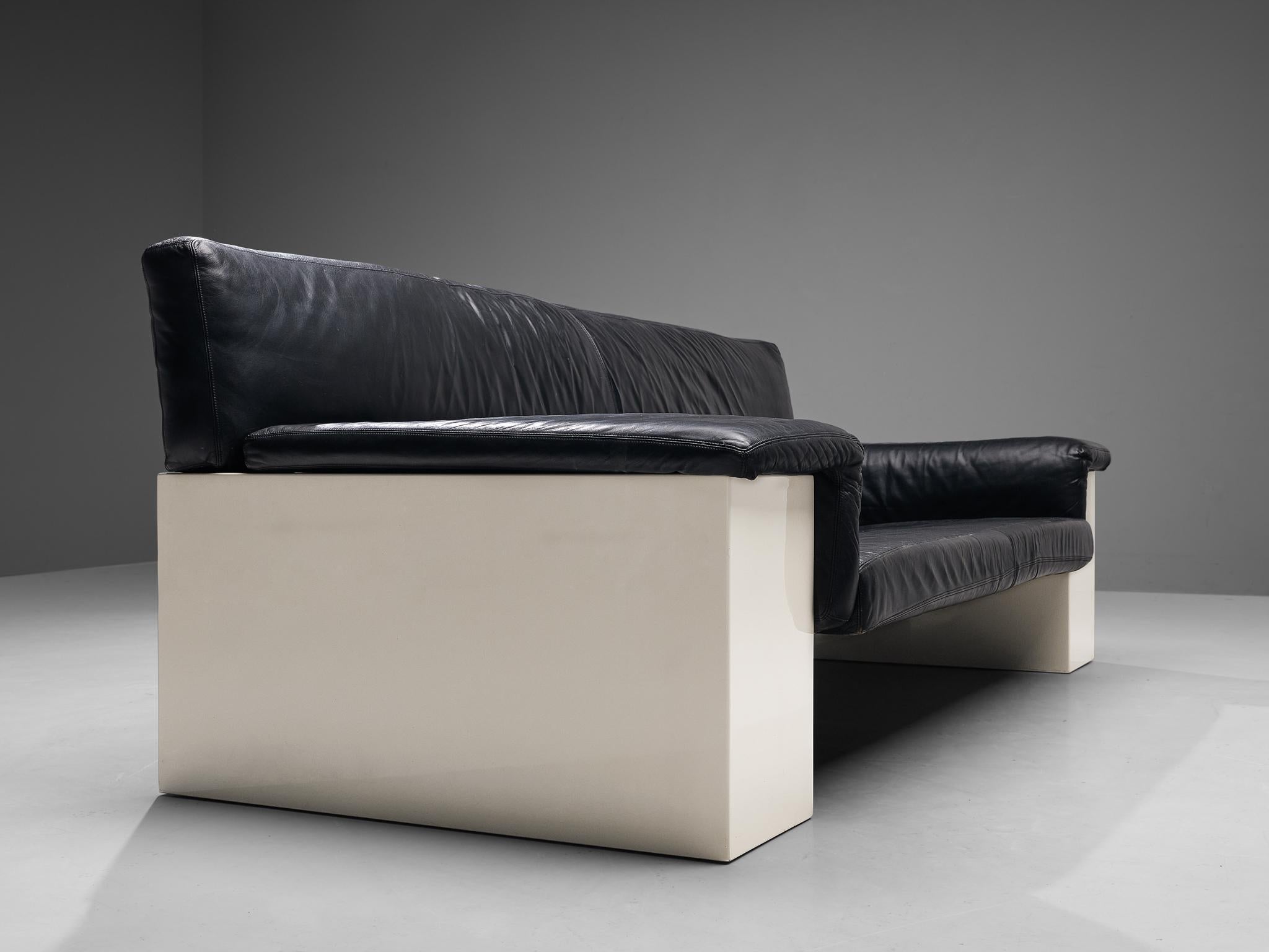 Cini Boeri für Knoll Dreisitzer-Sofa aus schwarzem Leder im Zustand „Gut“ im Angebot in Waalwijk, NL