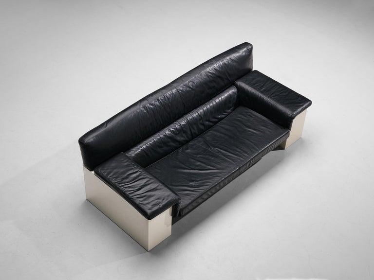 Cini Boeri for Knoll Three Seater Sofa in Black Leather For Sale 3
