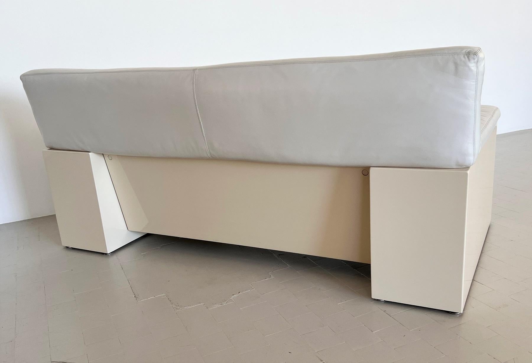 Cini Boeri for Knoll Two Seater Sofa 'Brigadier' in White Leather, 1970s 2