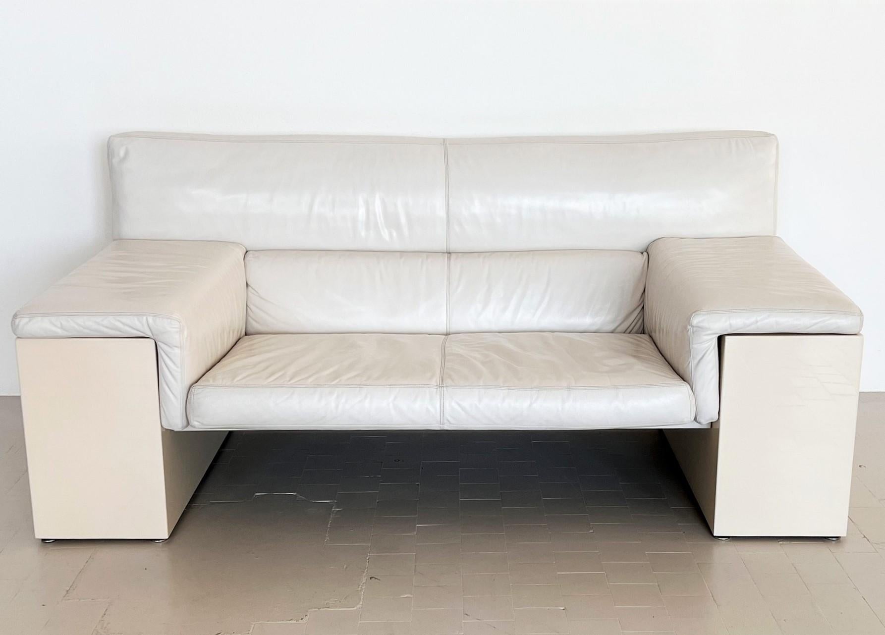 Cini Boeri for Knoll Two Seater Sofa 'Brigadier' in White Leather, 1970s 4