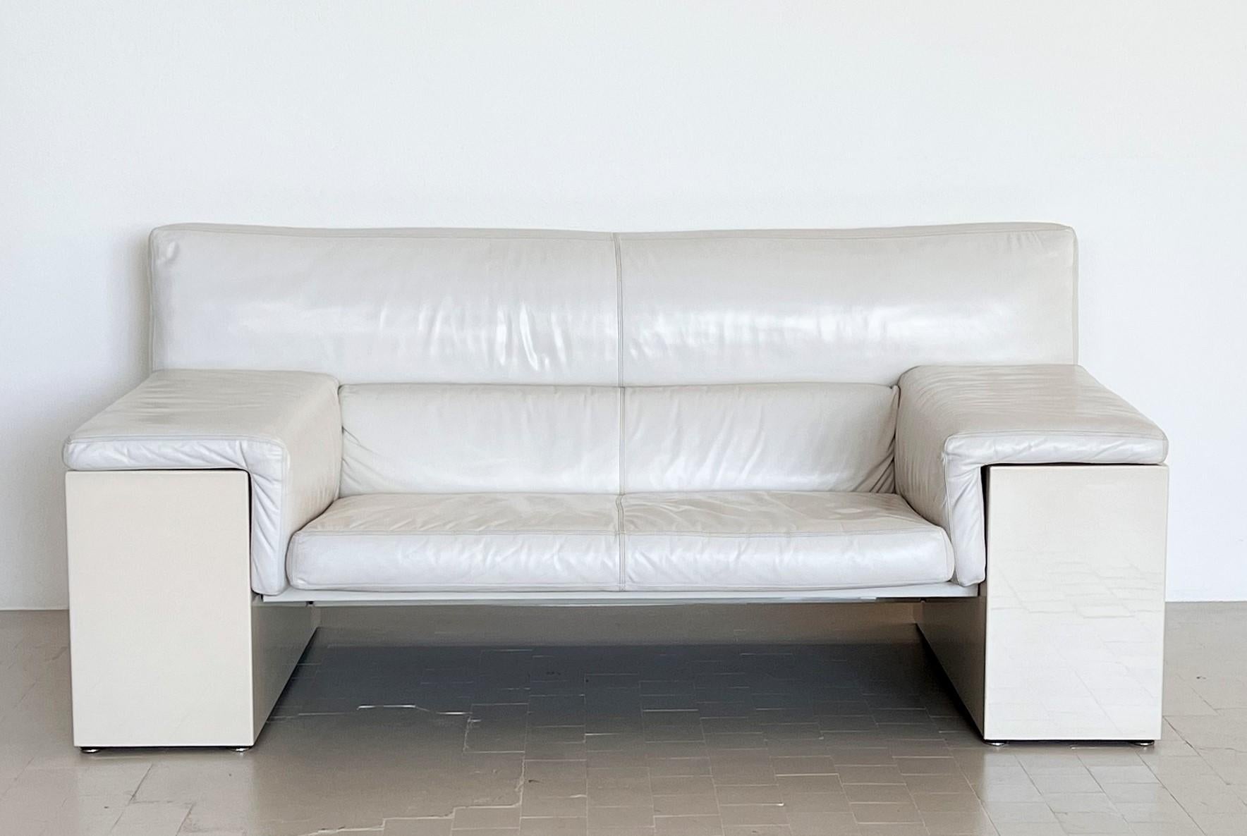 Cini Boeri for Knoll Two Seater Sofa 'Brigadier' in White Leather, 1970s 5