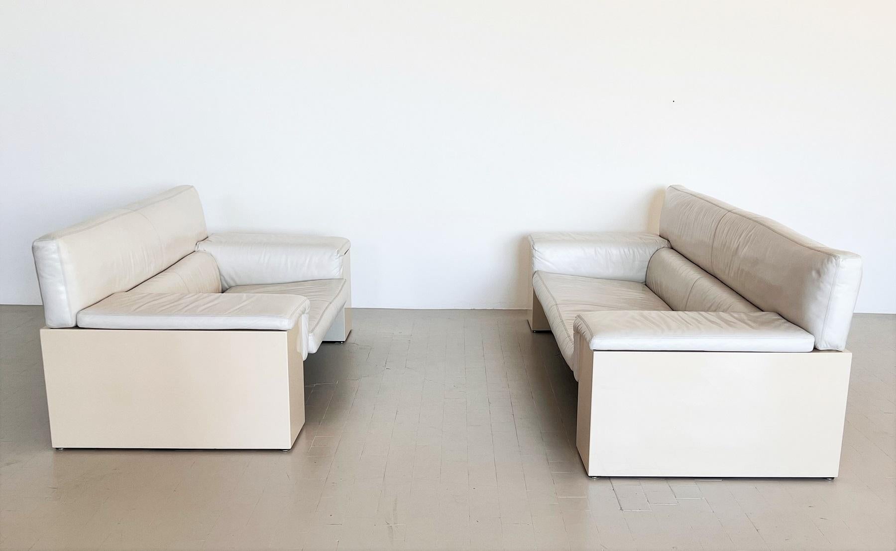 Cini Boeri for Knoll Two Seater Sofa 'Brigadier' in White Leather, 1970s 9