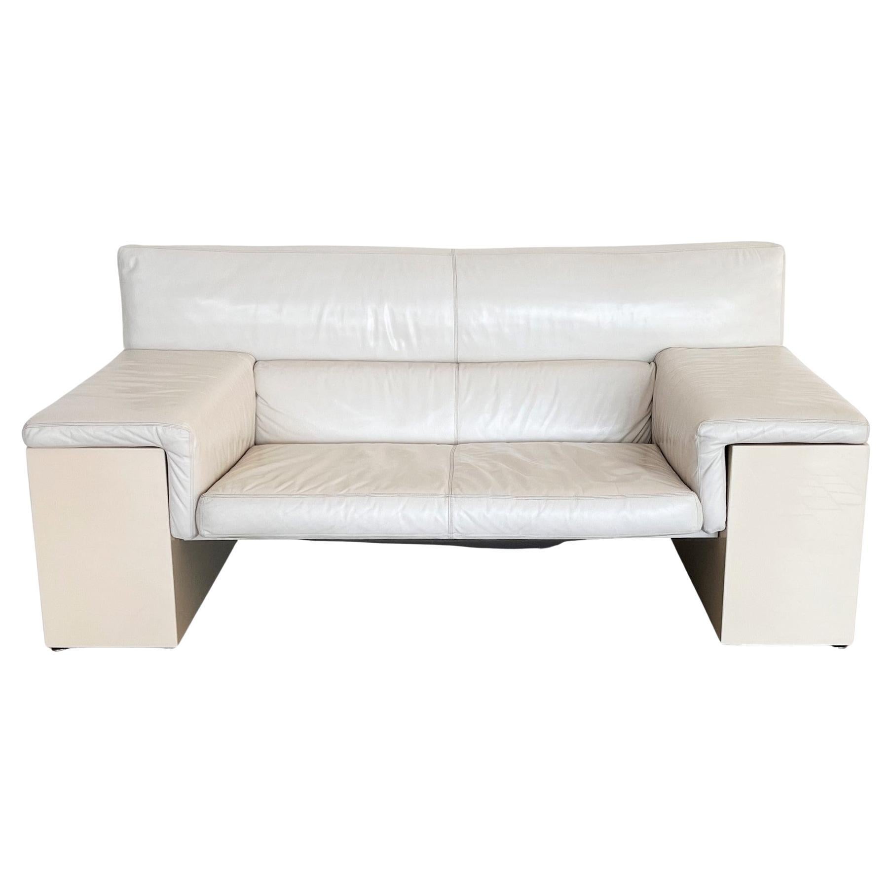 Cini Boeri for Knoll Two Seater Sofa 'Brigadier' in White Leather, 1970s