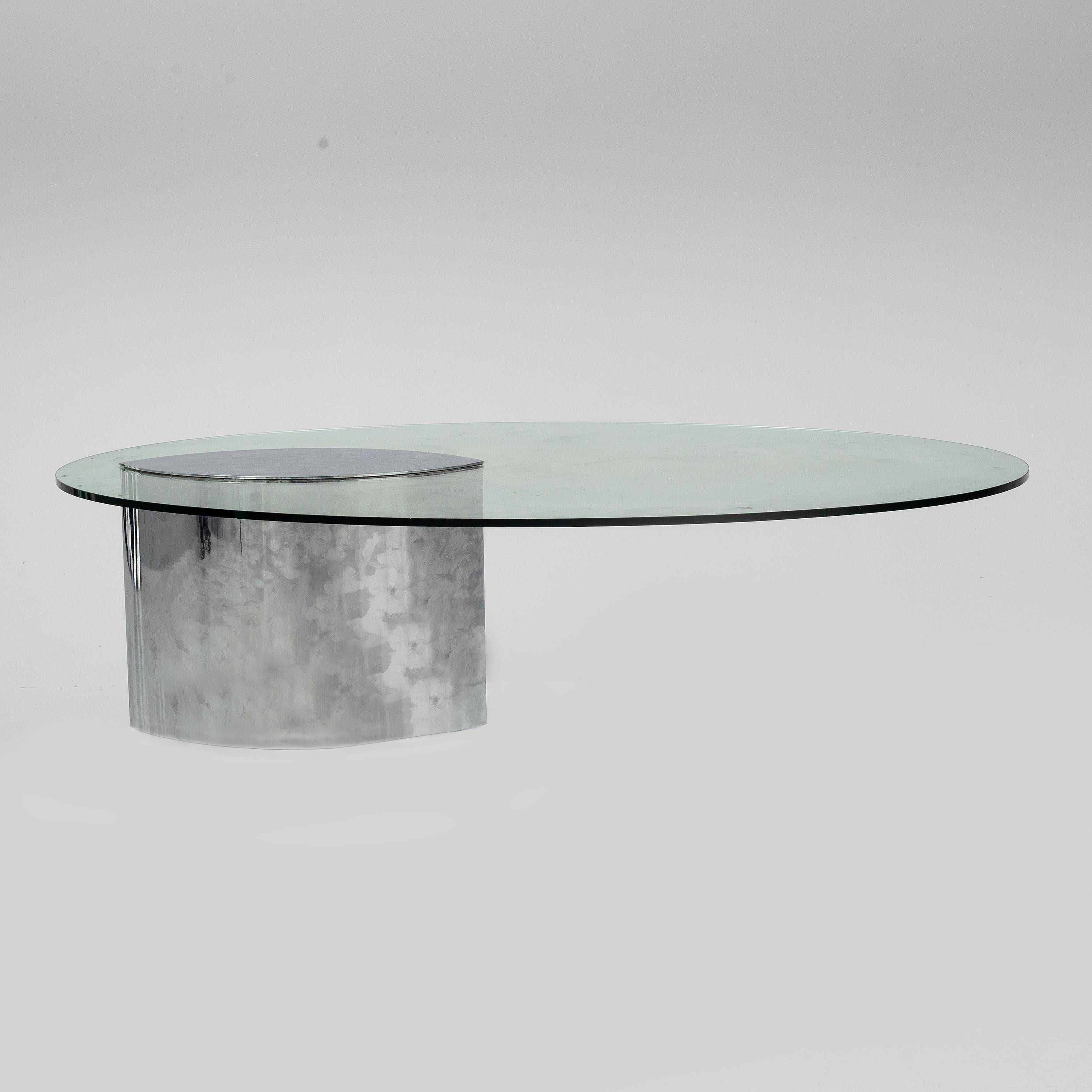 italien Table basse Cini Boeri avec plateau en verre, modèle Lunario pour Knoll en vente