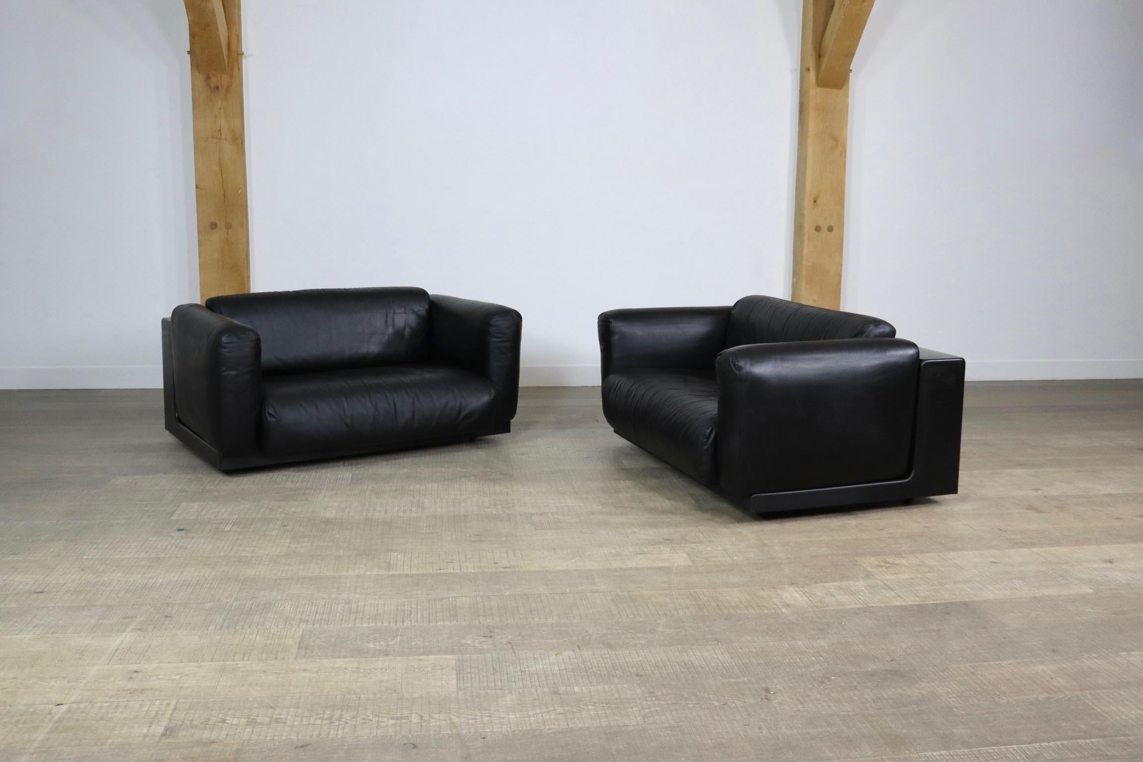 Cini Boeri Gradual Sofa In Black Leather For Knoll, Italy 1970s 2