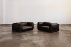 Cini Boeri "Gradual System" Armchairs for Gavina, Black Leather, 1970, Set of 2