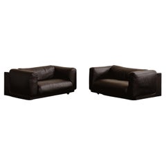 Cini Boeri "Gradual System" Armchairs for Gavina, Black Leather, 1970, Set of 2