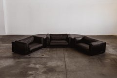 Poltrone "Sistema graduale" di Cini Boeri per Gavina, pelle nera, 1970, Set di 3