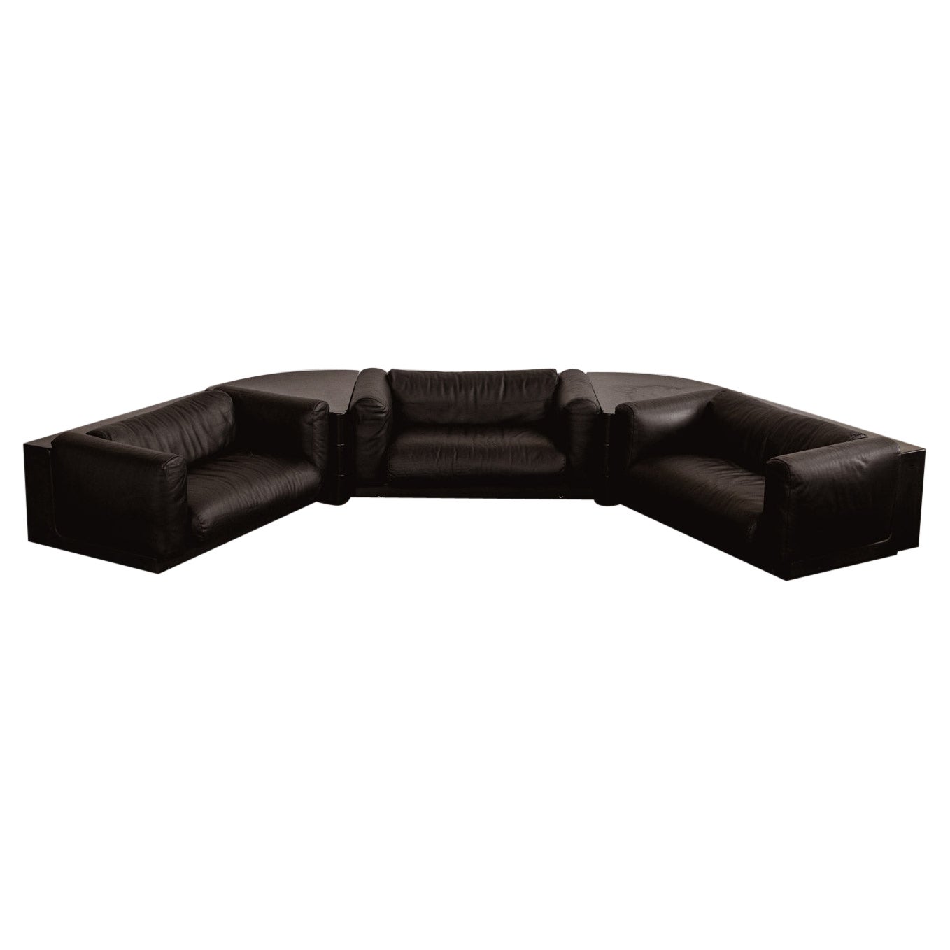 Cini Boeri "Gradual System" Sessel für Gavina, Schwarzes Leder, 1970, 3er Set im Angebot