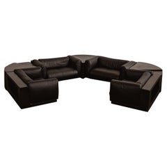 Cini Boeri "Gradual System" Armchairs for Gavina, Black Leather, 1970, Set of 4