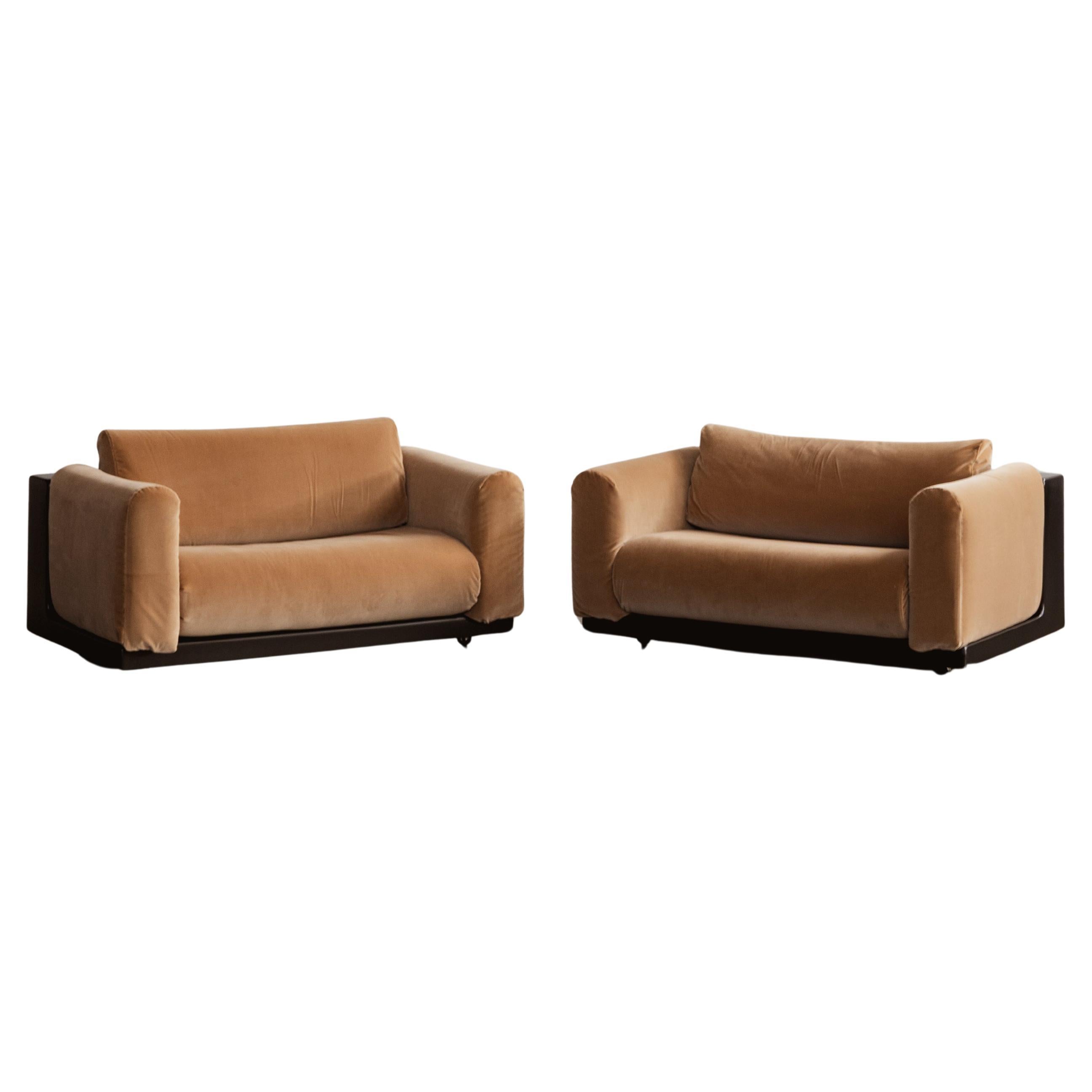 Cini Boeri "Gradual System" Armchairs for Gavina, Camel Velvet, 1970, Set of 2