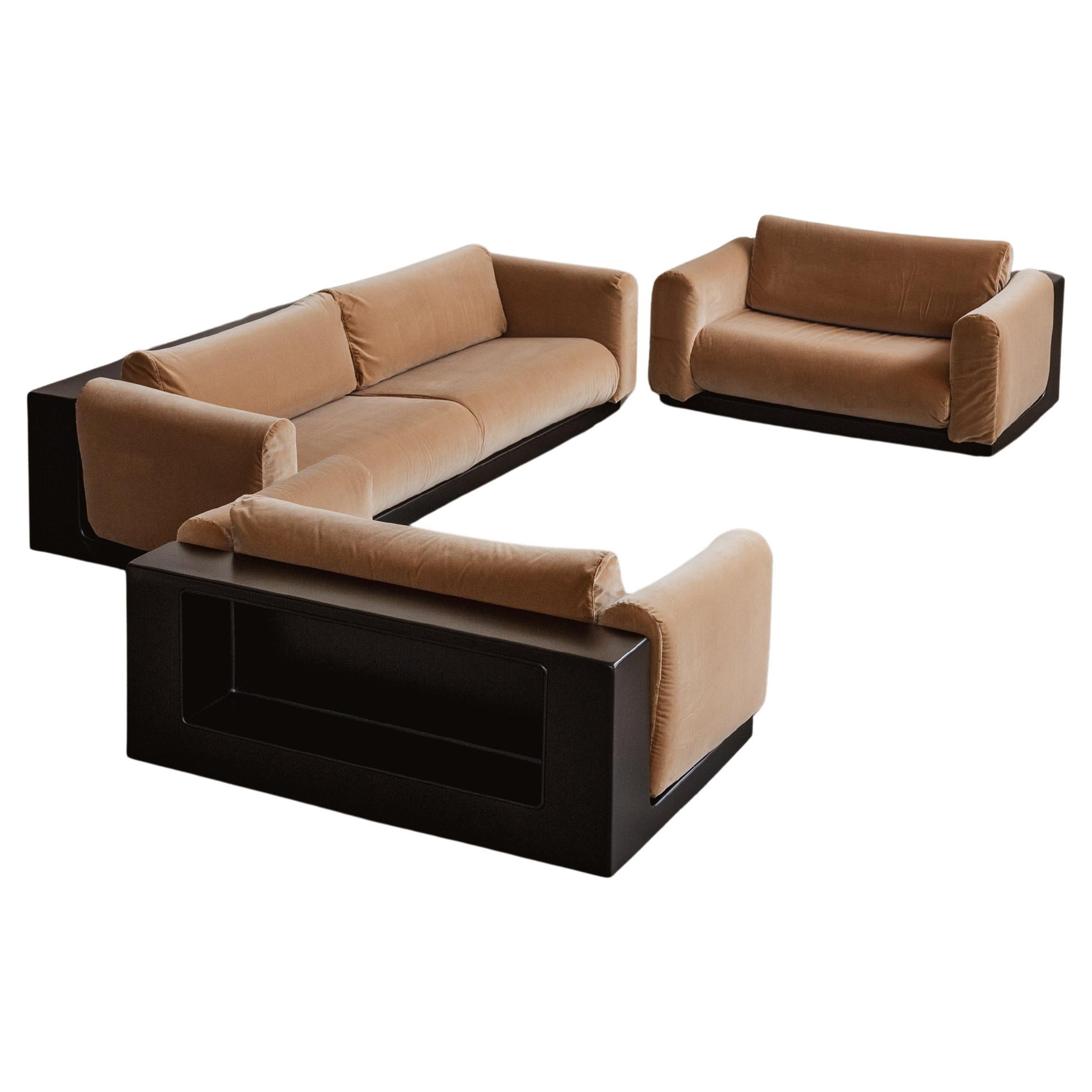 Cini Boeri "Gradual System" Living Room Set for Gavina, Velvet, 1970, Set of 3