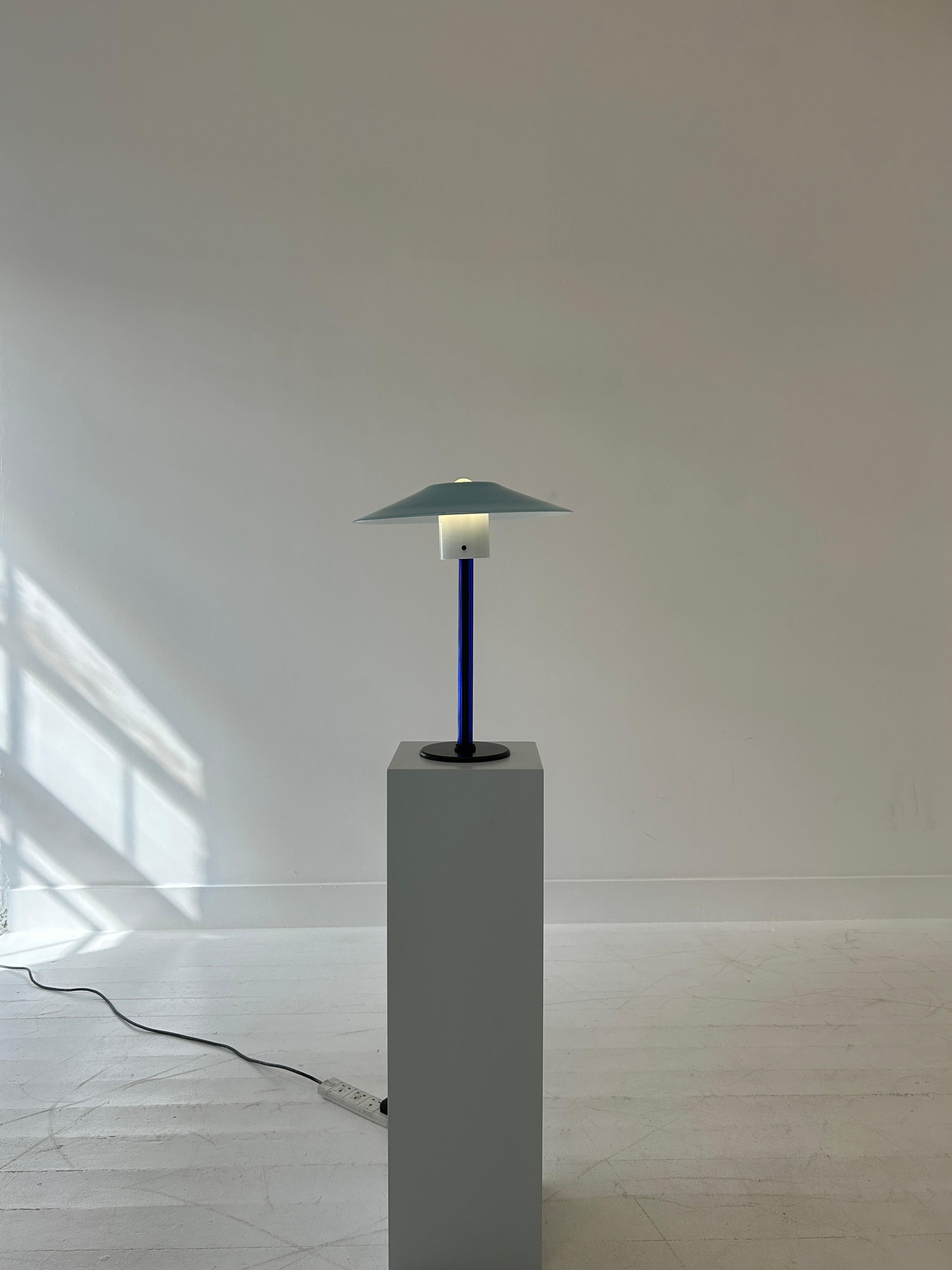 Modern Cini Boeri Hand Blown Murano Glass Blue Table Lamp For Sale