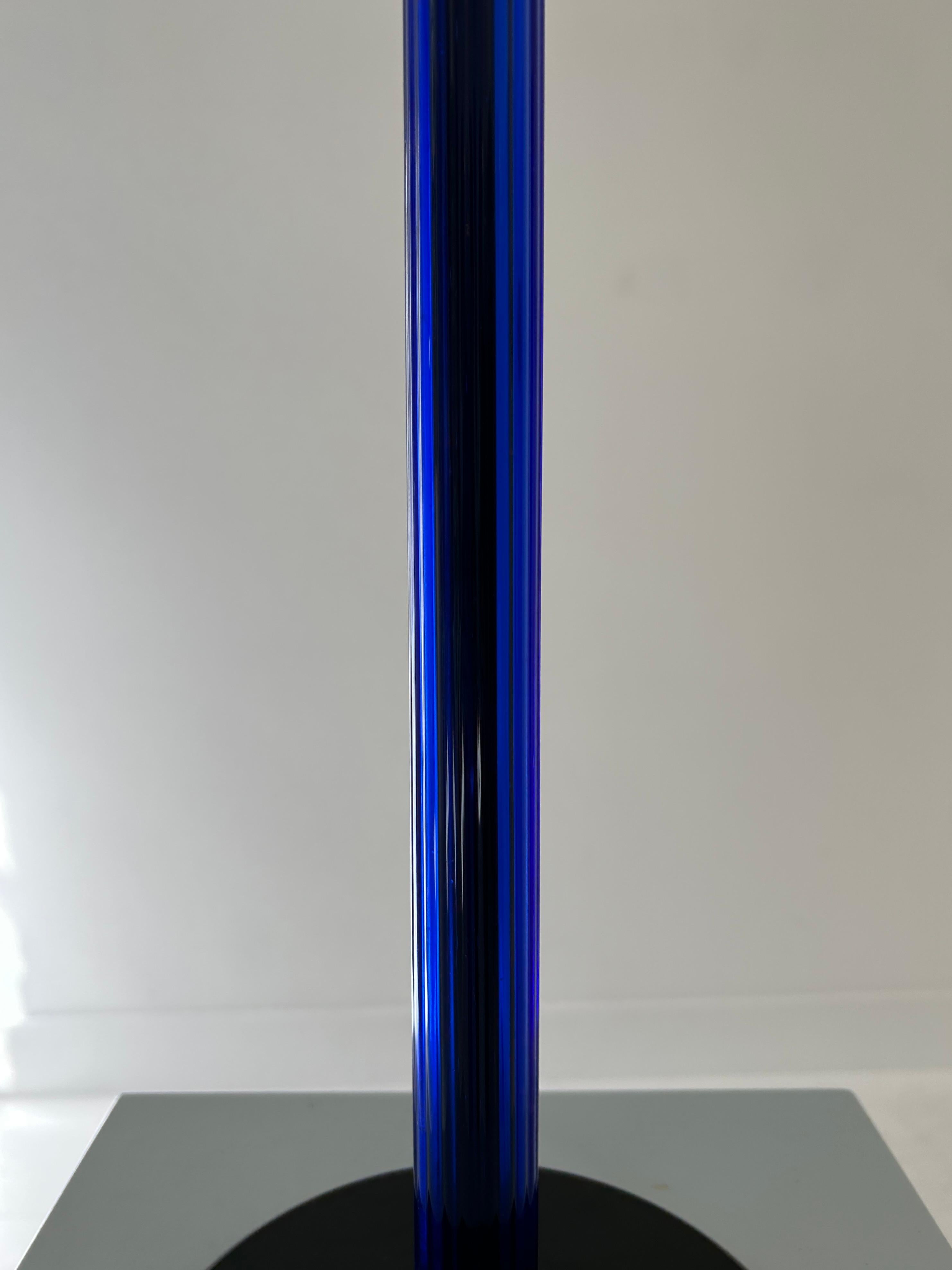 Italian Cini Boeri Hand Blown Murano Glass Blue Table Lamp For Sale
